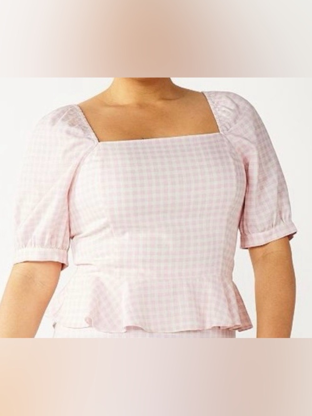 Draper James Pink Gingham Smocked Top
